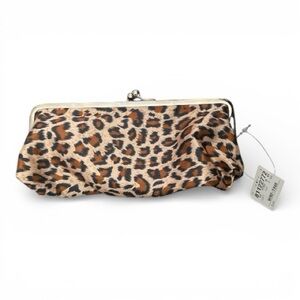 Leopard Print Satin Clutch Kiss Lock Mini Bag